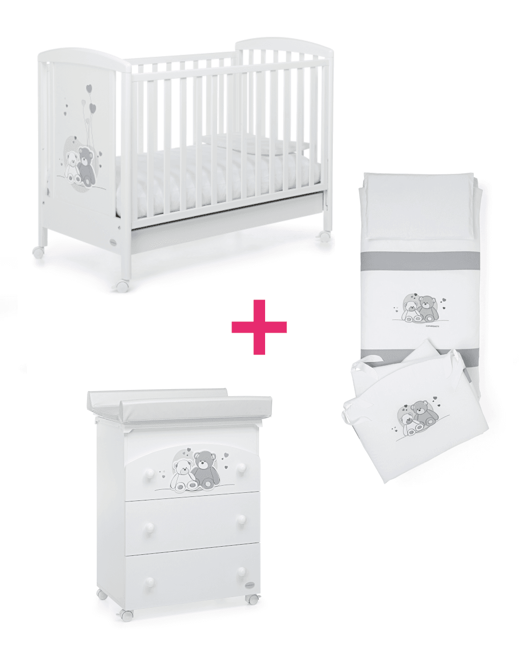Lettino mascotte bianco + bagnetto + completo piumone a un prezzo speciale - foppapedretti