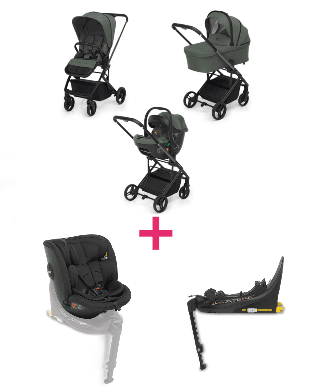 Trio tic toc olive + base auto disk isize + seggiolino auto disk grow ad un prezzo speciale - foppapedretti