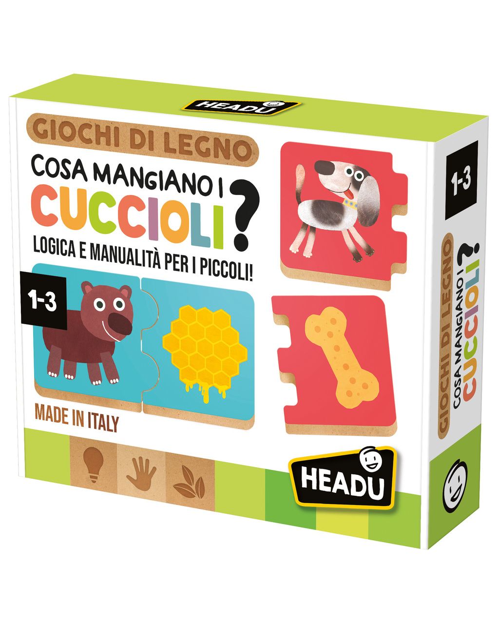 Cosa mangiano i cuccioli – gioco educativo per bambini - logica e manualità