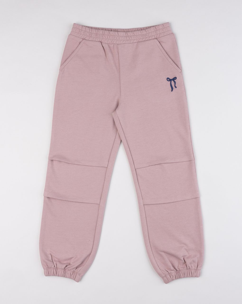 Pantalone jogger bambina in felpa garzata rosa antico
