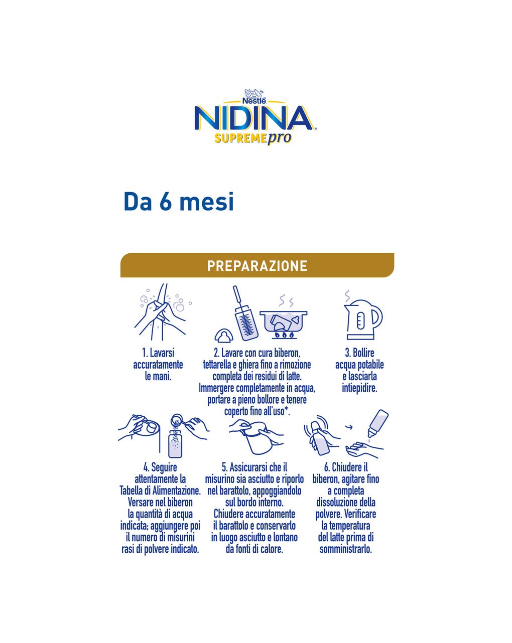 Nidina supremepro 2 latte di proseguimento in polvere da 6 mesi, latta 800g - nestle nidina