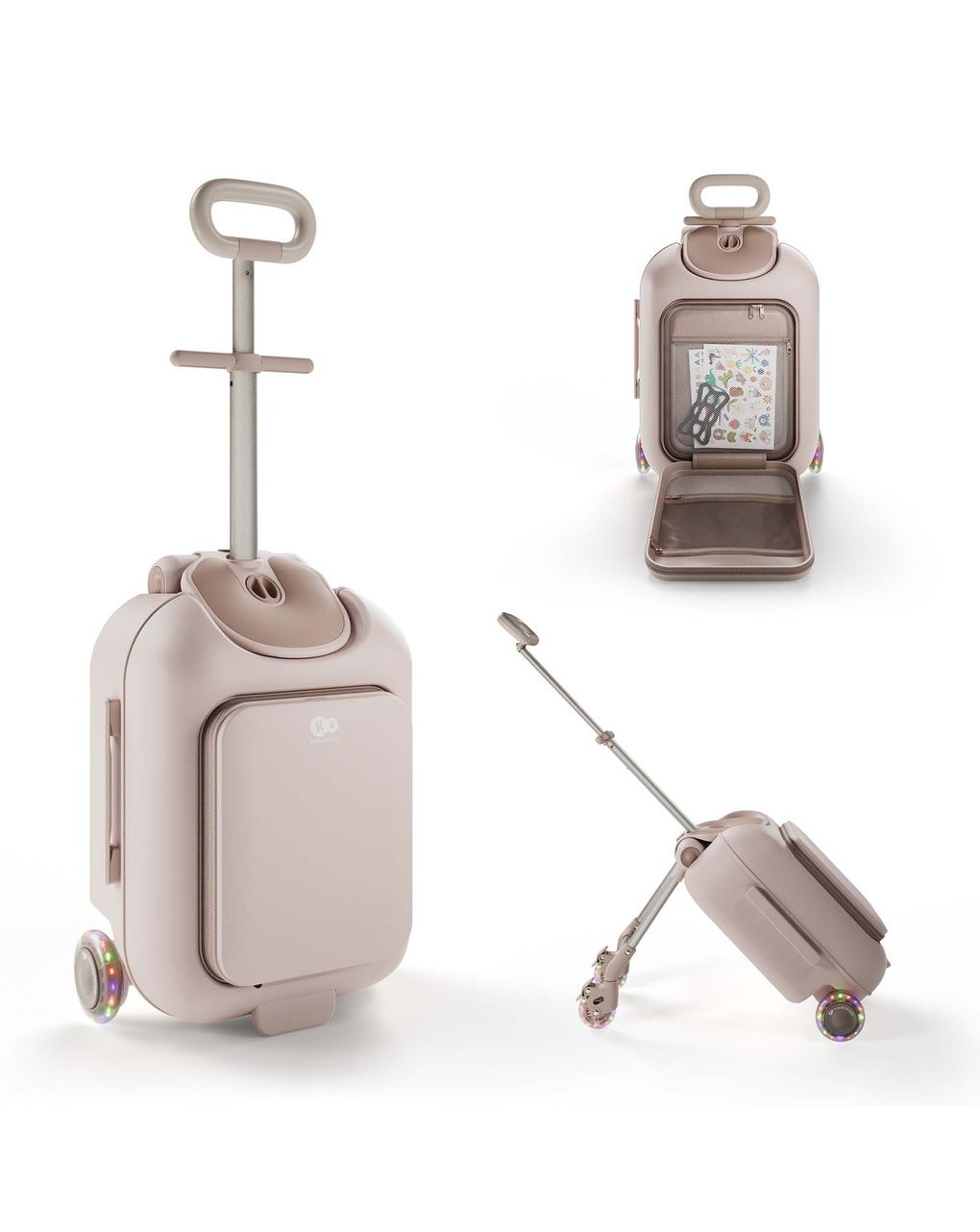 Valigia per bambini 2 in 1 con seduta cabby - rose gold - kinderkraft