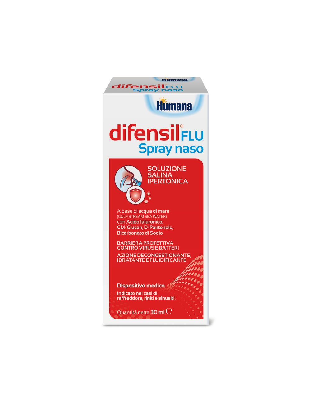 Soluzione salina ipertonica difensil flu spray naso 30ml - humana