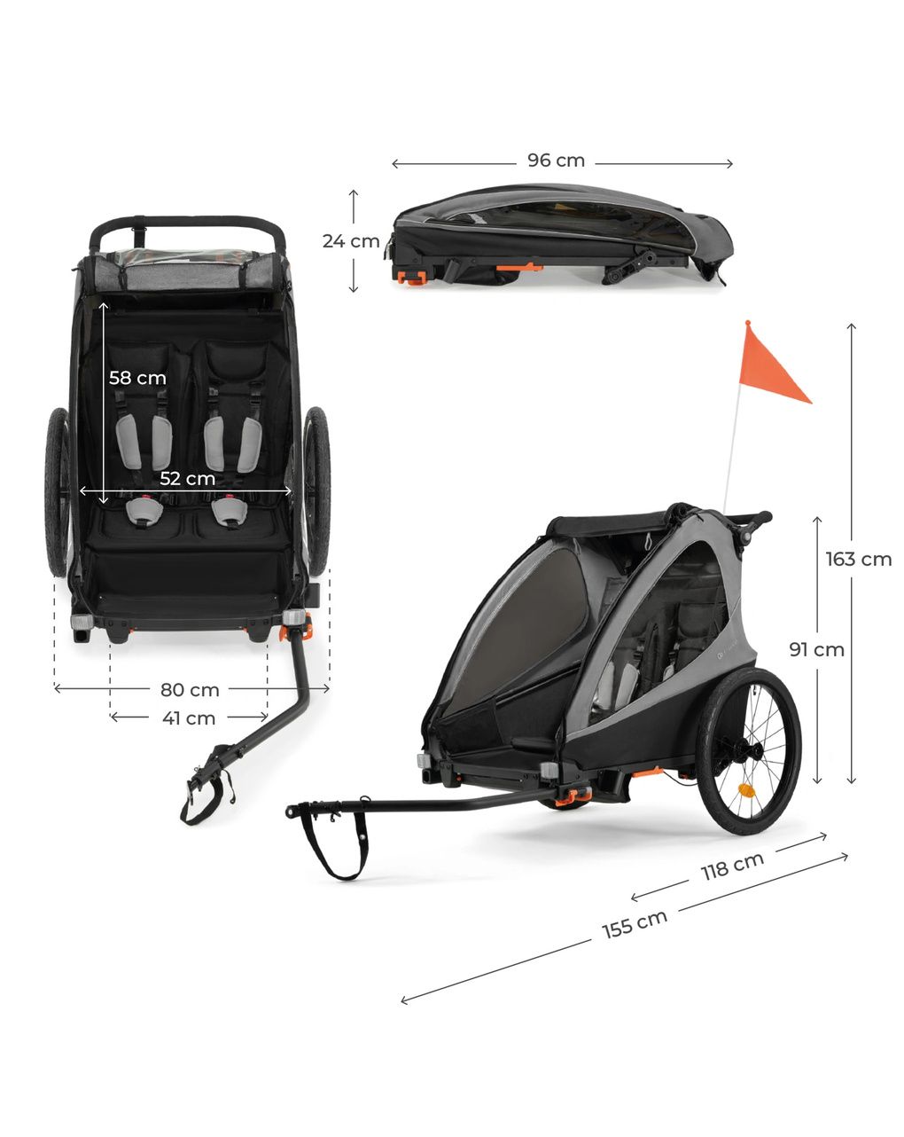 Carrello passeggino nava walk 2in1 grey - kinderkraft