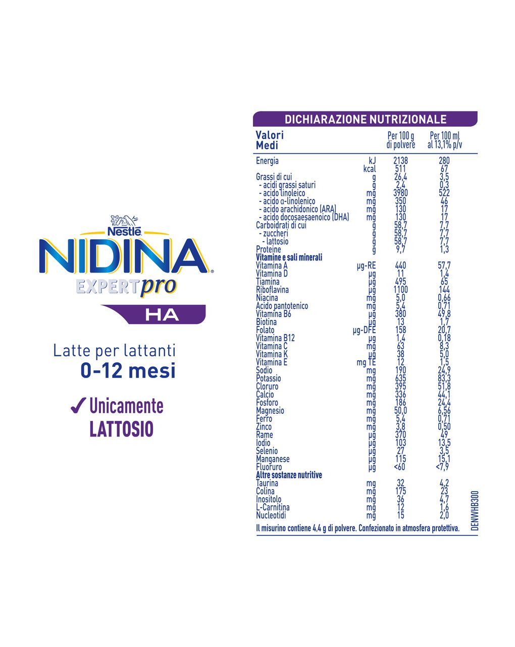 Nidina expertpro ha latte per lattanti polvere dalla nascita, latta 800g - nestle nidina