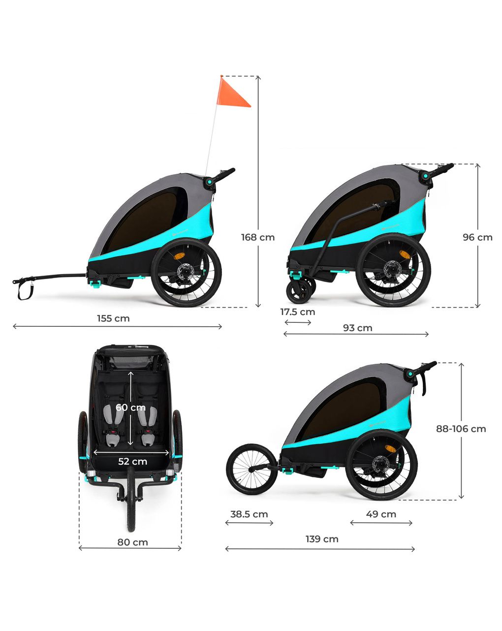 Carrello passeggino nava walk 2in1 grey - kinderkraft