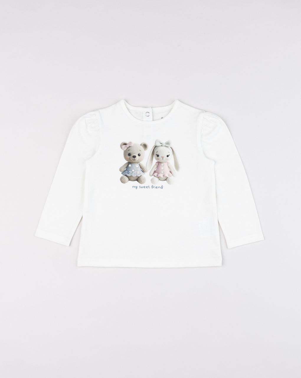 T-shirt manica lunga bimba bianca stampata