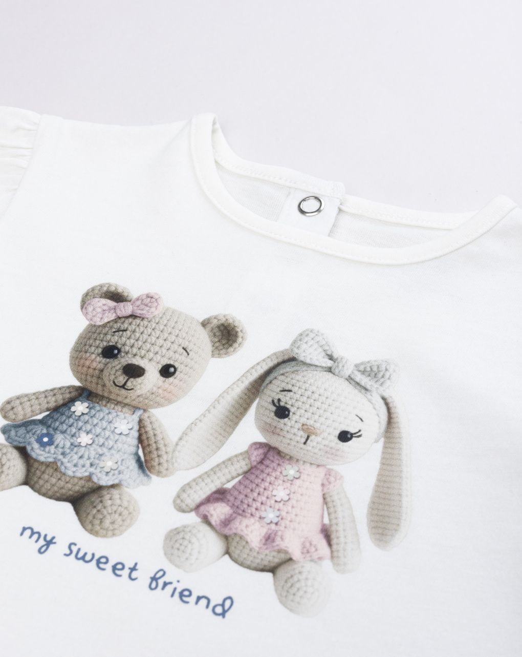 T-shirt manica lunga bimba bianca stampata