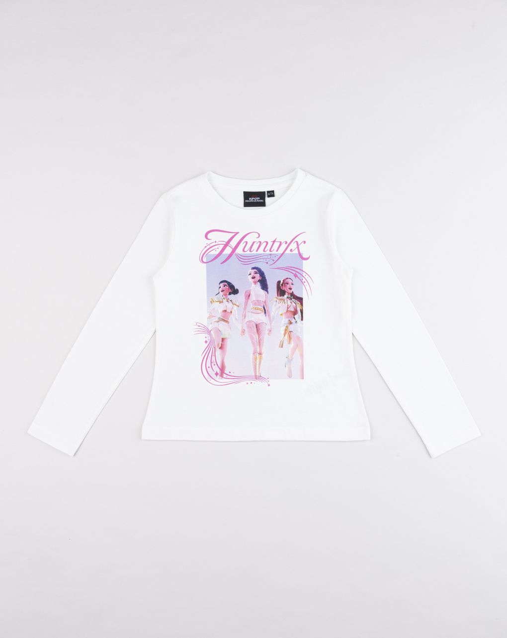 T-shirt bambina a maniche lunghe bianca con stampe k-pop