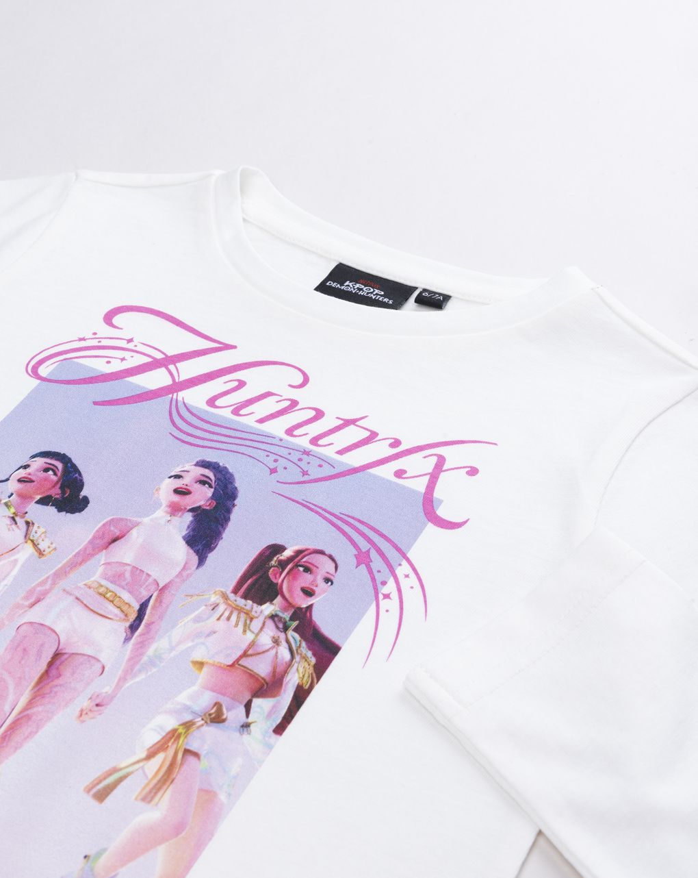 T-shirt bambina a maniche lunghe bianca con stampe k-pop