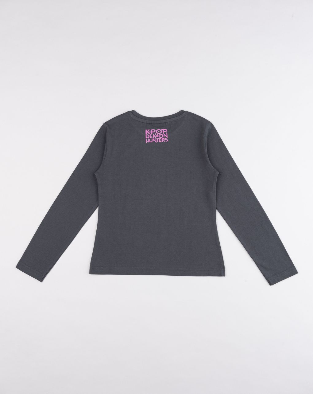T-shirt bambina a maniche lunghe grigia scura con grafica k-pop