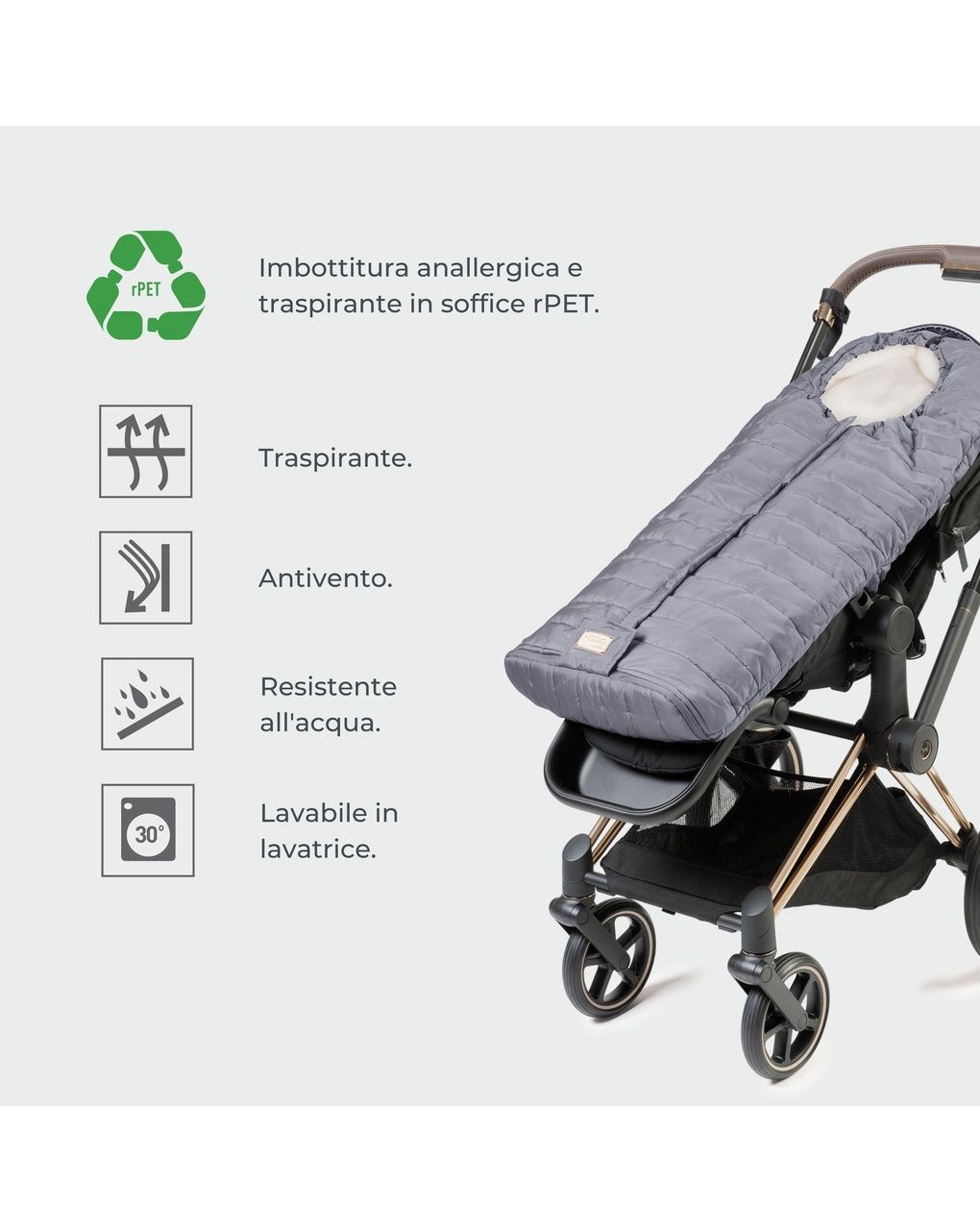 Slender pistacchio - sacco universale per passeggino ultra sottile 6/36 mesi - nuvita