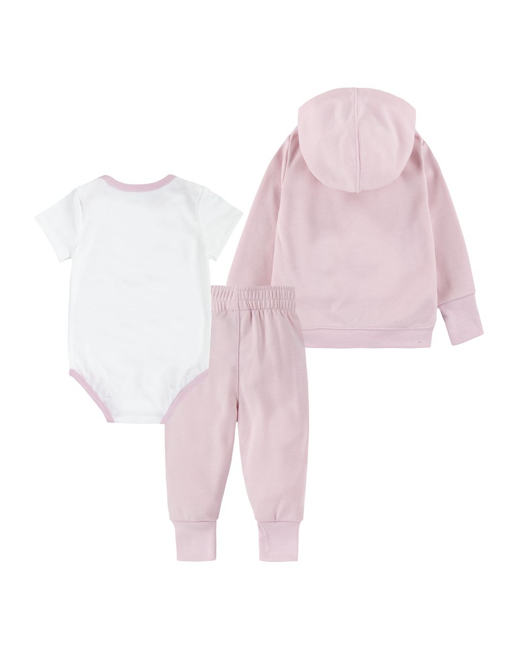 Completo 3 pezzi nike bimba con felpa, body e pantaloni (rosa/bianco)