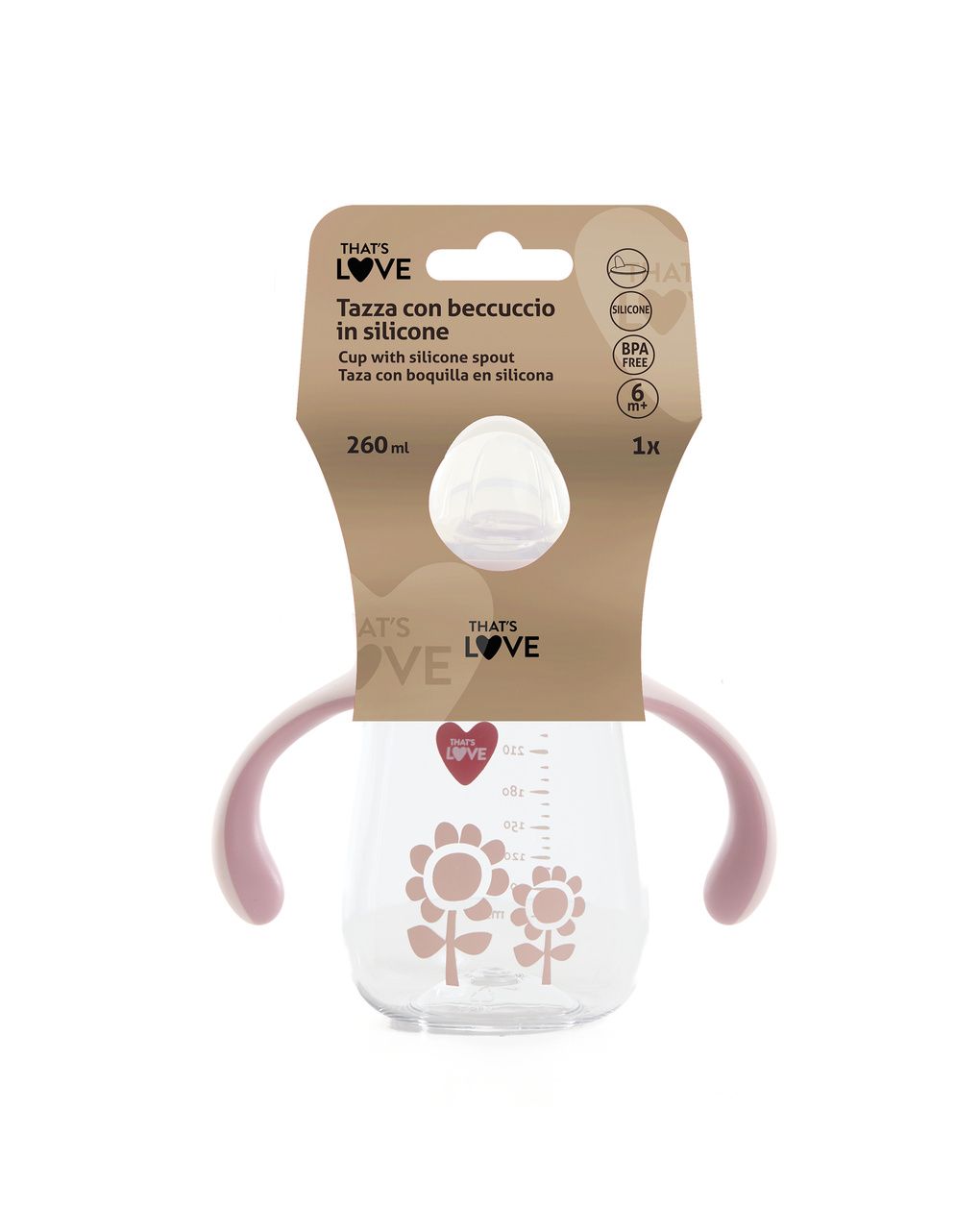 Tazza 6m+ flower 260 ml beccuccio silicone - that's love