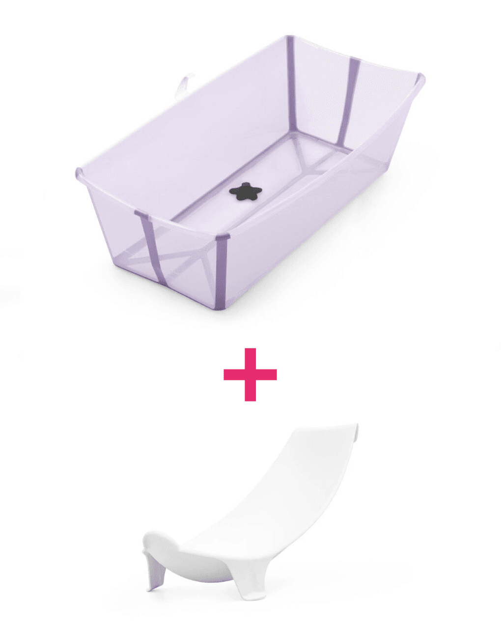 Vaschetta pieghevole flexi bath® xl lavender + supporto per neonato a un prezzo speciale – stokke®