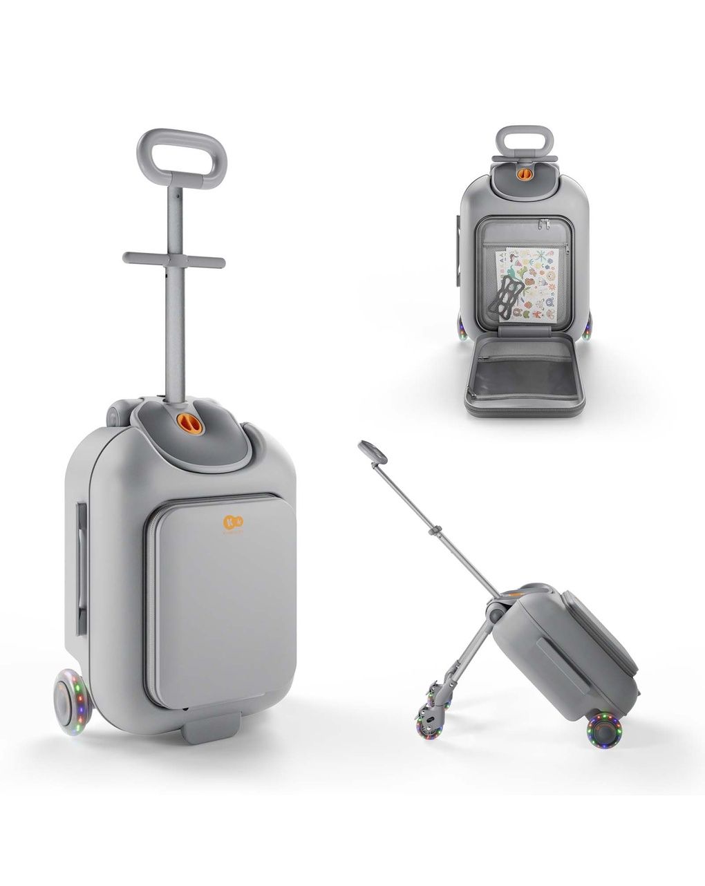 Valigia per bambini 2 in 1 con seduta cabby - grey - kinderkraft