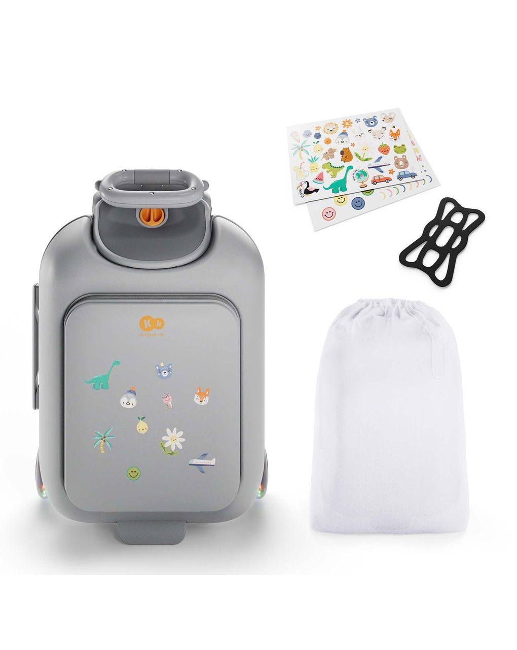 Valigia per bambini 2 in 1 con seduta cabby - grey - kinderkraft