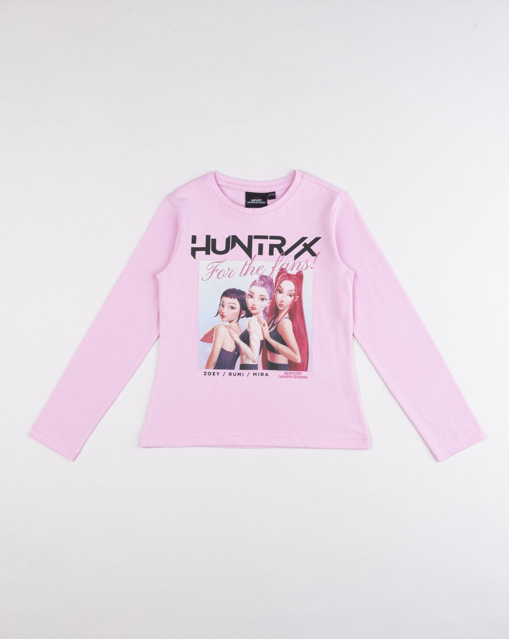 T-shirt bambina a maniche lunghe rosa pastello k-pop