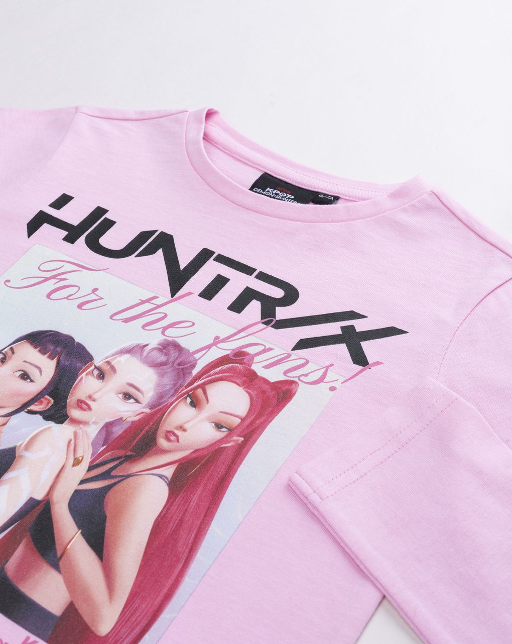 T-shirt bambina a maniche lunghe rosa pastello k-pop