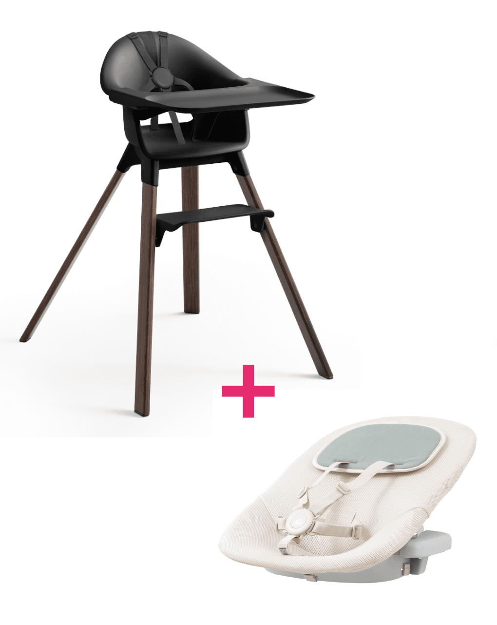 Seggiolone clikk™ black warm brown + newborn set cloud grey - stokke®