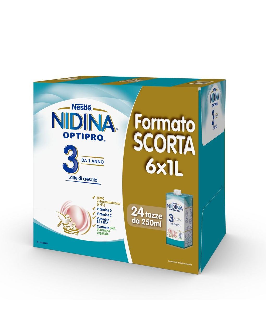 Latte crescita liquido nidina optipro 3 - formato scorta 6x1l -nestlè