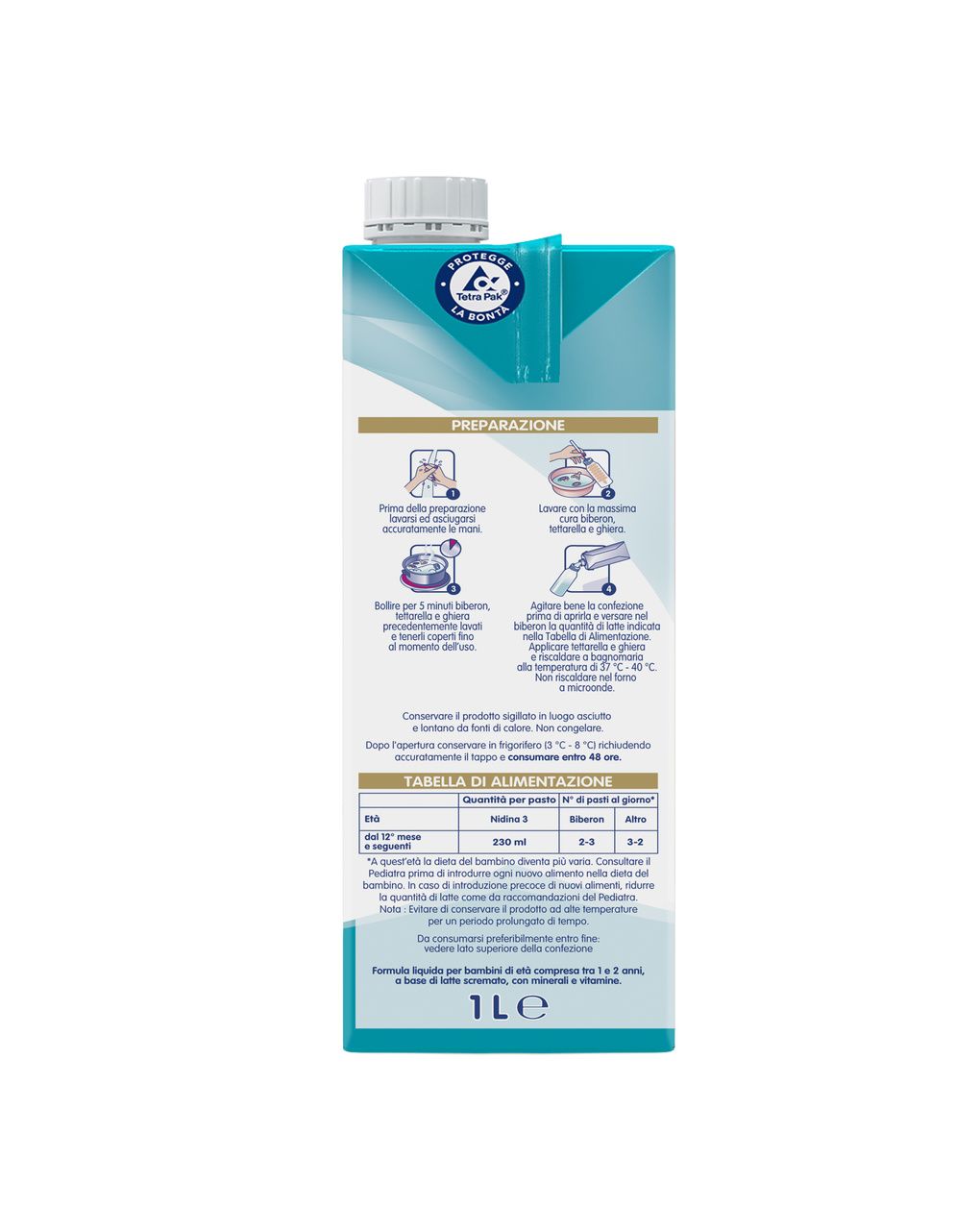 Latte crescita liquido nidina optipro 3 - formato scorta 6x1l -nestlè