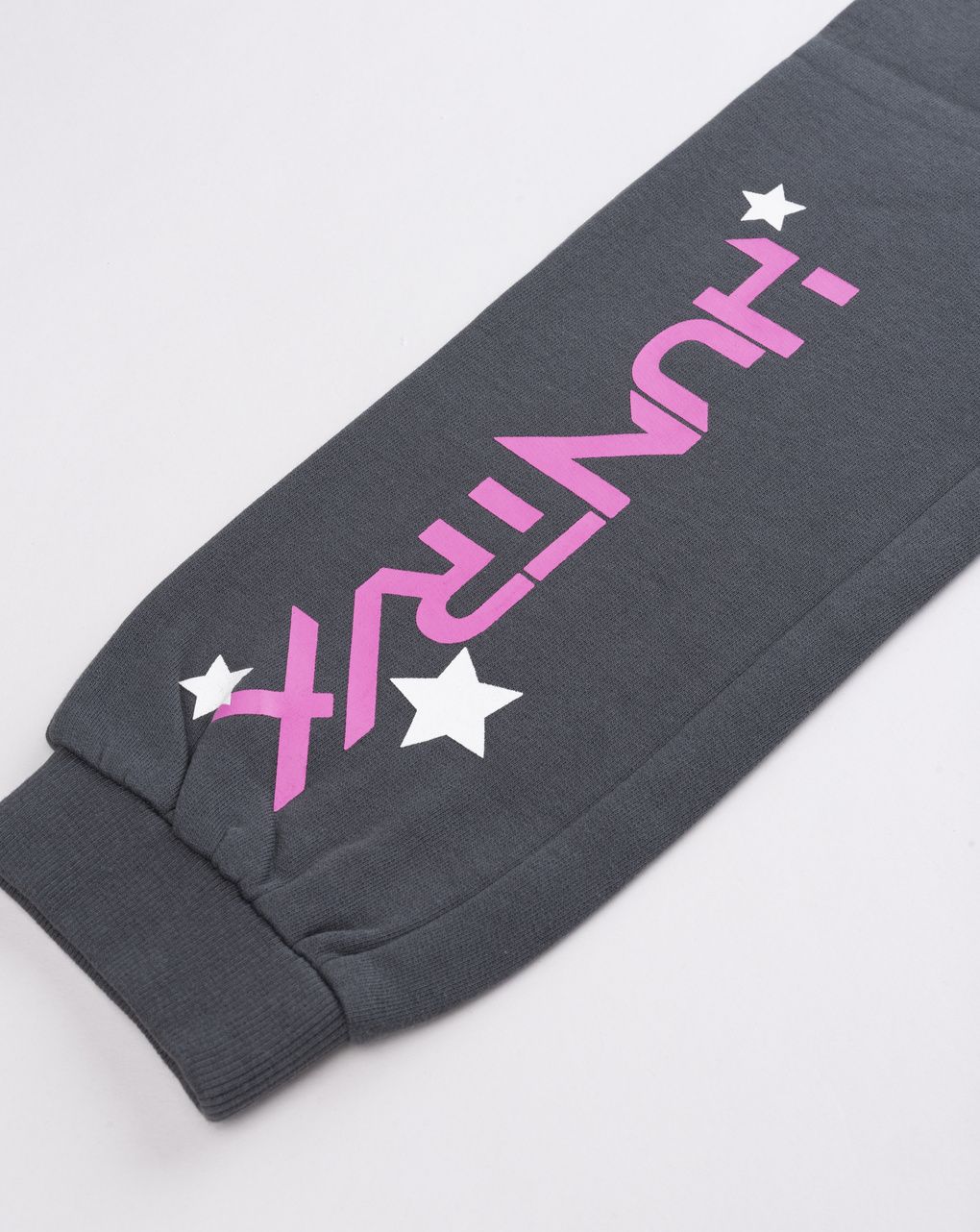 Pantaloni tuta bambina grigio scuro felpati k-pop