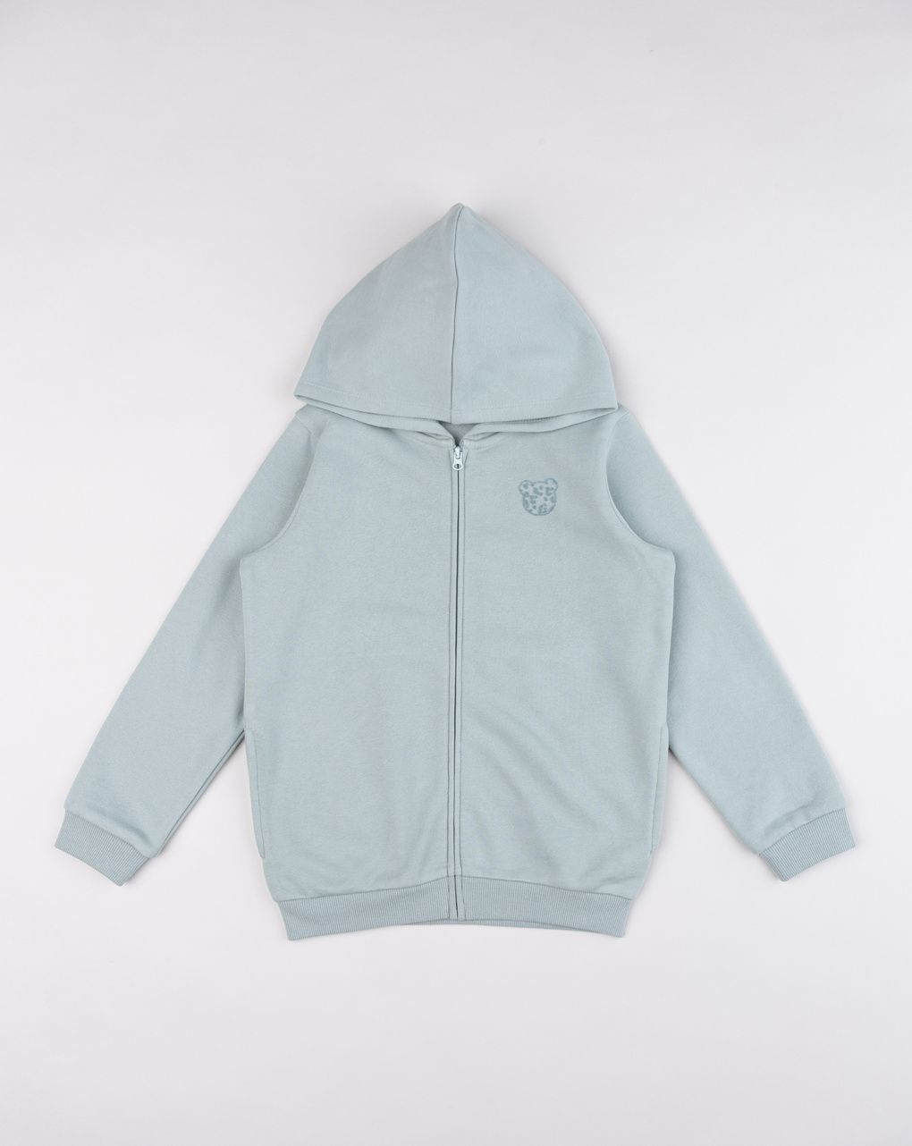 Felpa con cappuccio e zip bimba grigio/verde