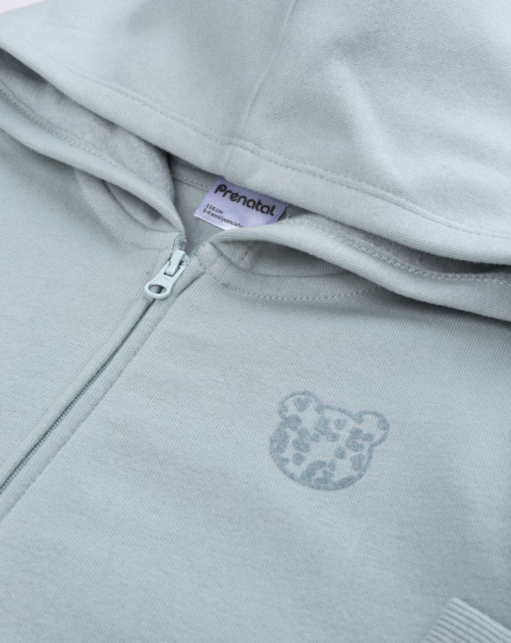 Felpa con cappuccio e zip bimba grigio/verde