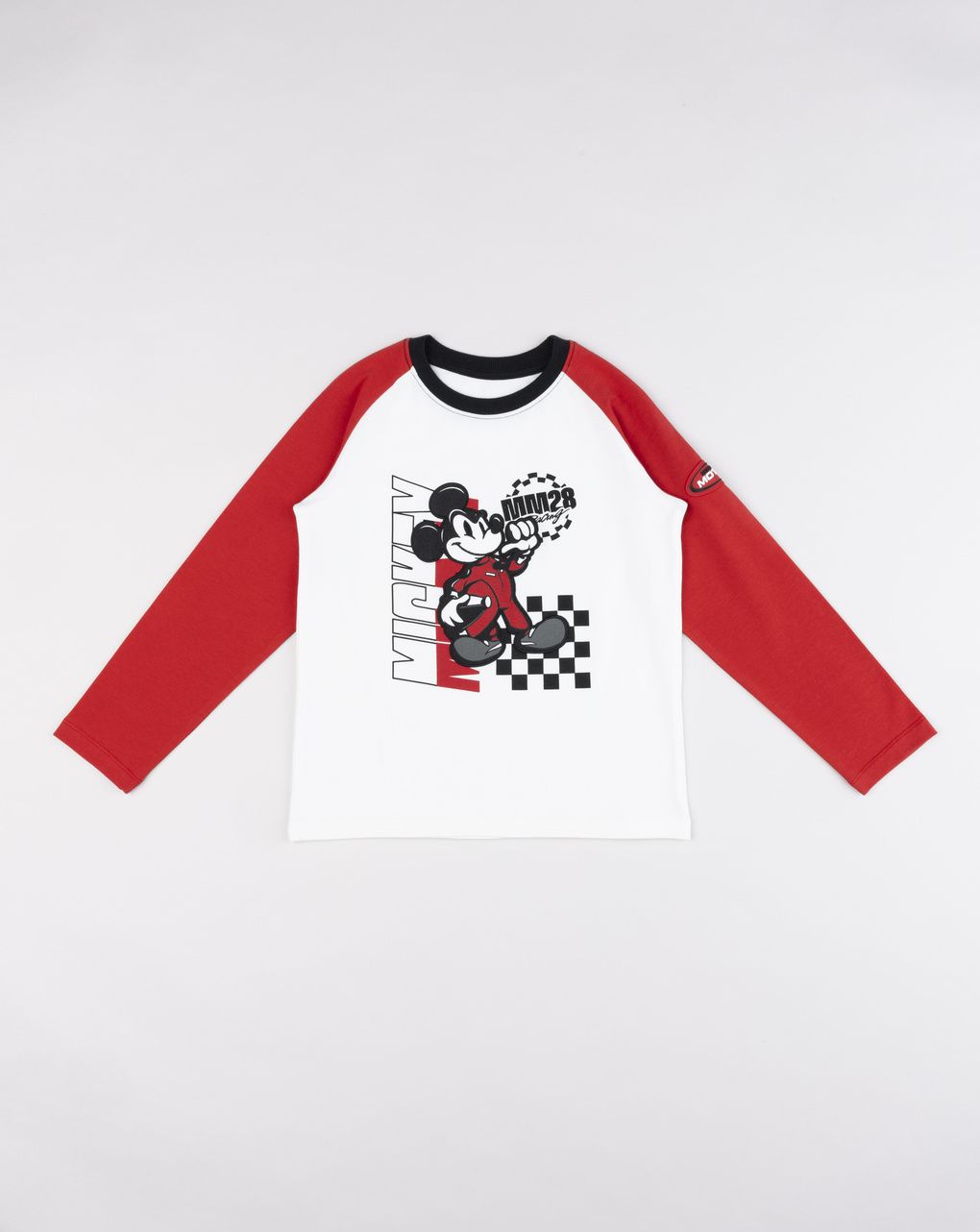 T-shirt manica lunga bimbo bianco/rossa mickey mouse