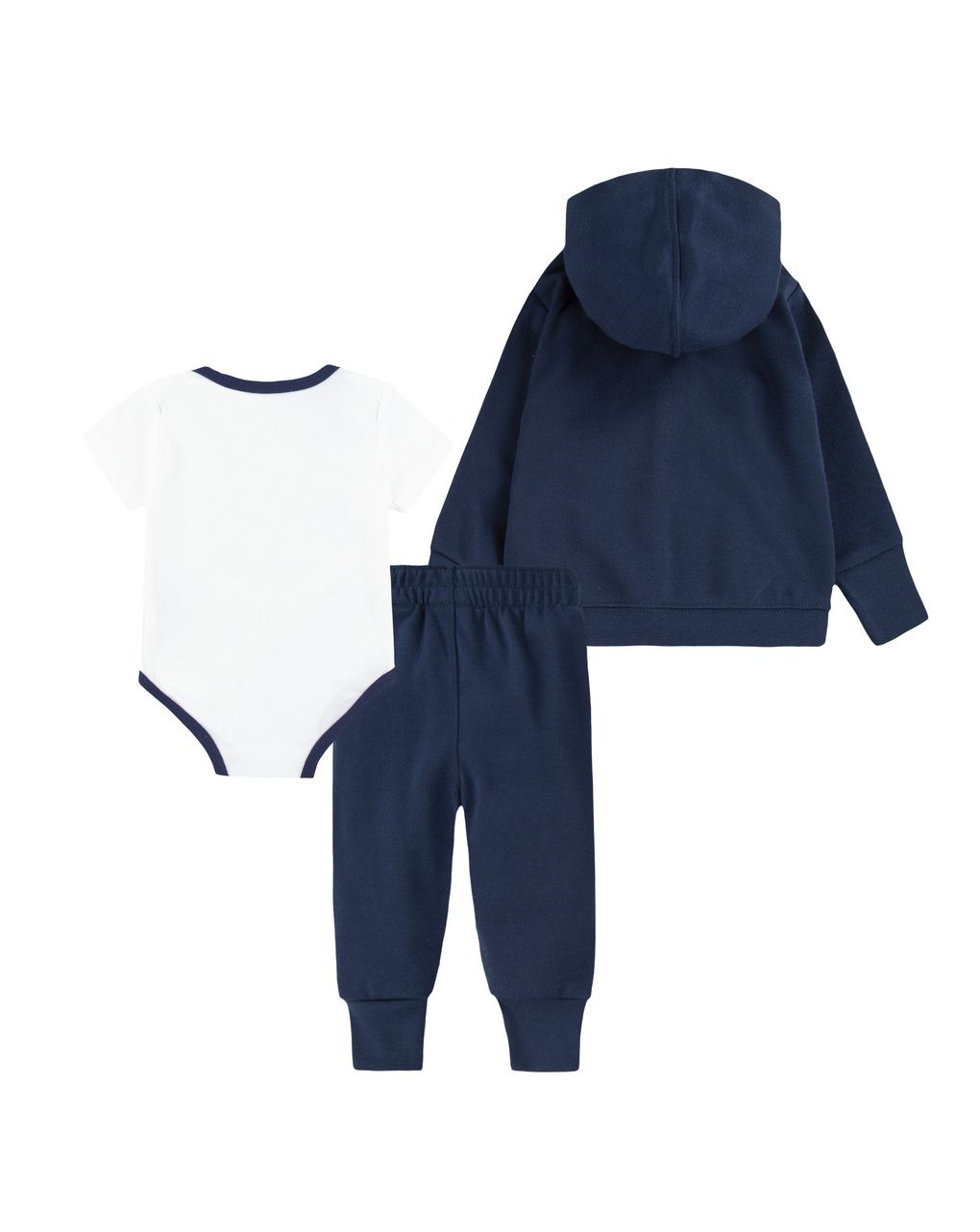 Completo 3 pezzi nike bimbo con felpa, body e pantaloni (blu navy/bianco)