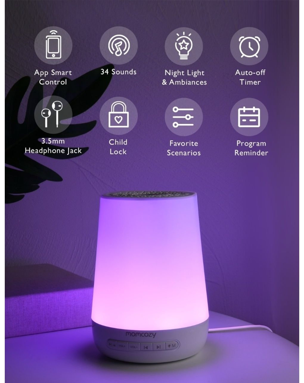 Momcozy smart nightlight e sound white noise app control