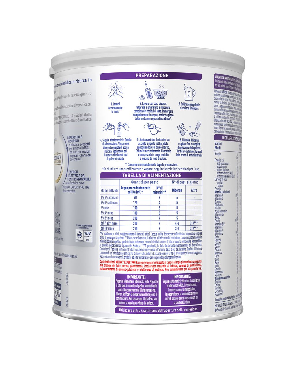Nidina expertpro ha latte per lattanti polvere dalla nascita, latta 800g - nestle nidina