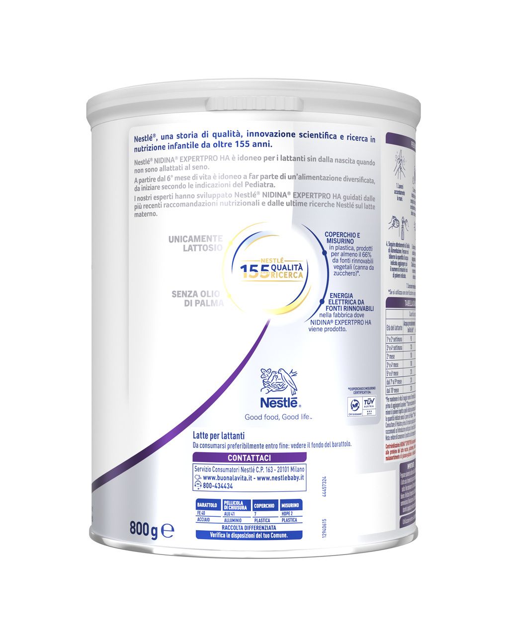 Nidina expertpro ha latte per lattanti polvere dalla nascita, latta 800g - nestle nidina