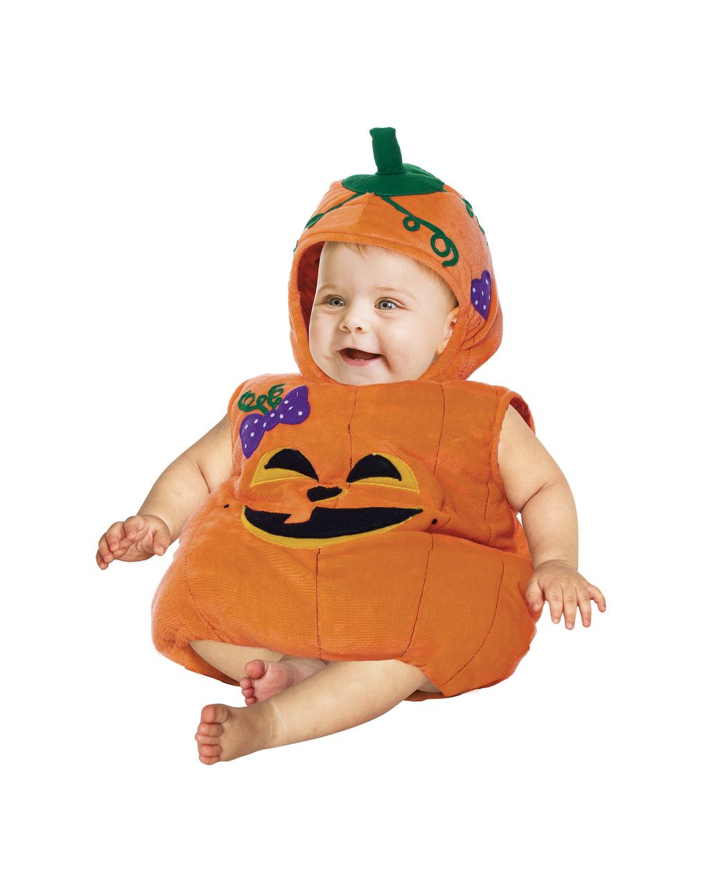 Costume travestimento halloween zucchetta saccotto.  allegra zucchetta per neonati e neonate, un travestimento morbido, tenerissimo e colorato