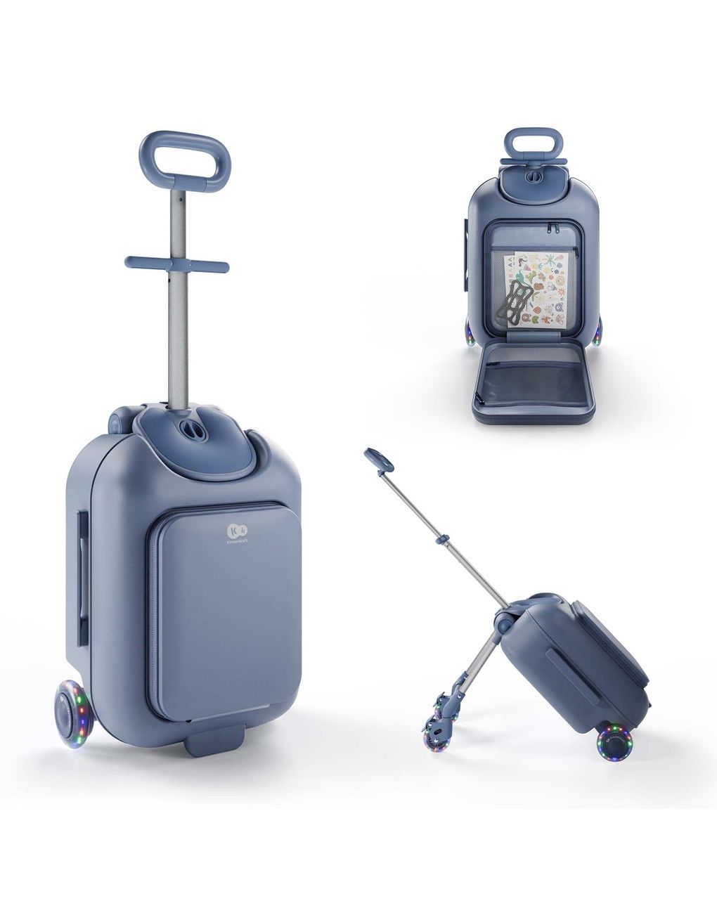 Valigia per bambini 2 in 1 con seduta cabby - blue - kinderkraft