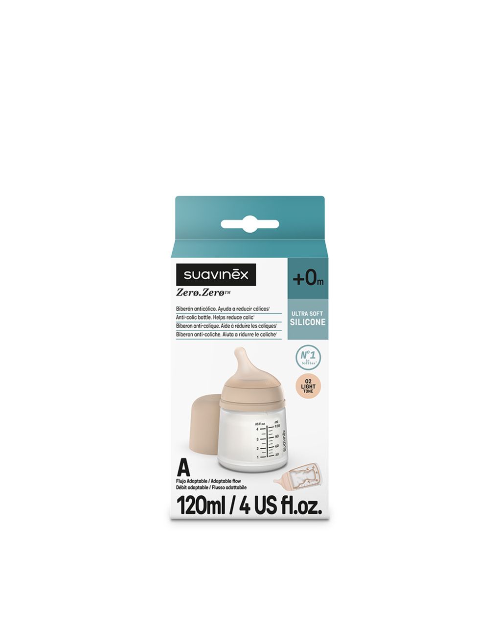 Biberon zero.zero 120ml tu light - suavinex