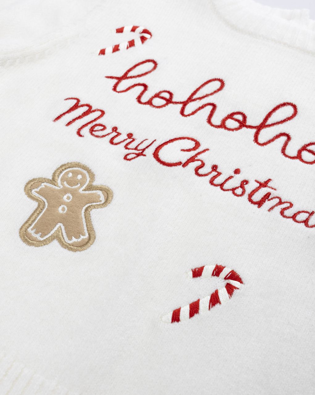 Maglione bianco bimba natale con grafica a tema