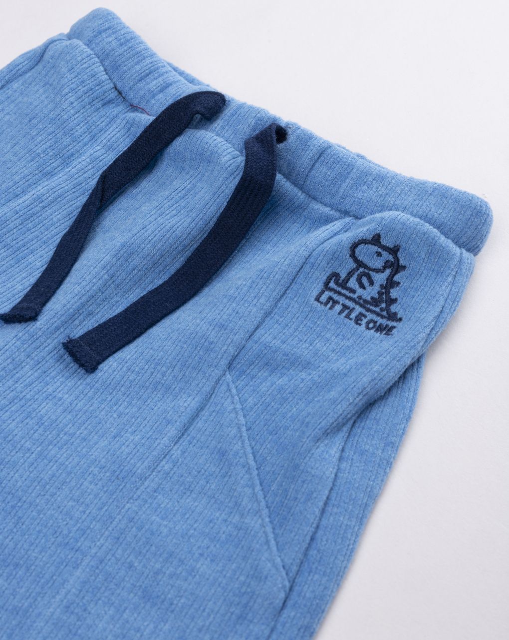 Pantaloni neonato dino's world azzurro melange e blu scuro