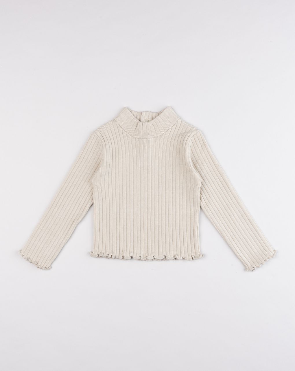 Maglione bimba lupetto tricot a manica lunga beige