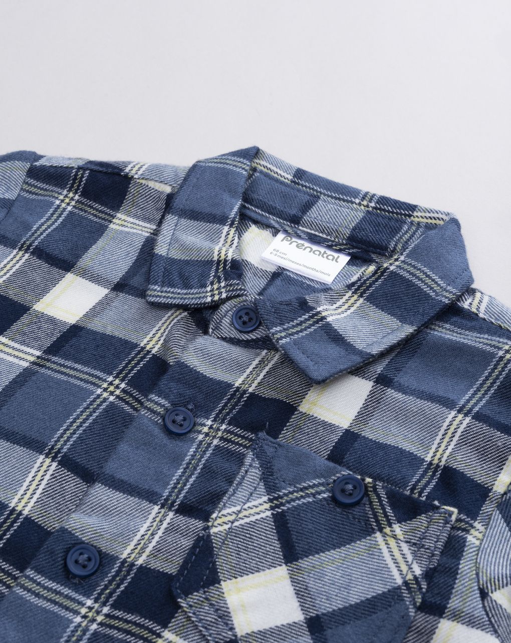 Camicia bimbo a quadri blu e bianco