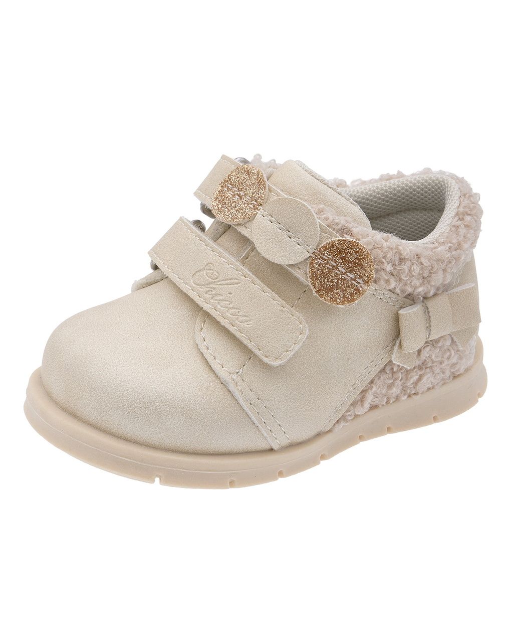 Chicco - scarpa fatima bimba beige doppio velcro con teddy
