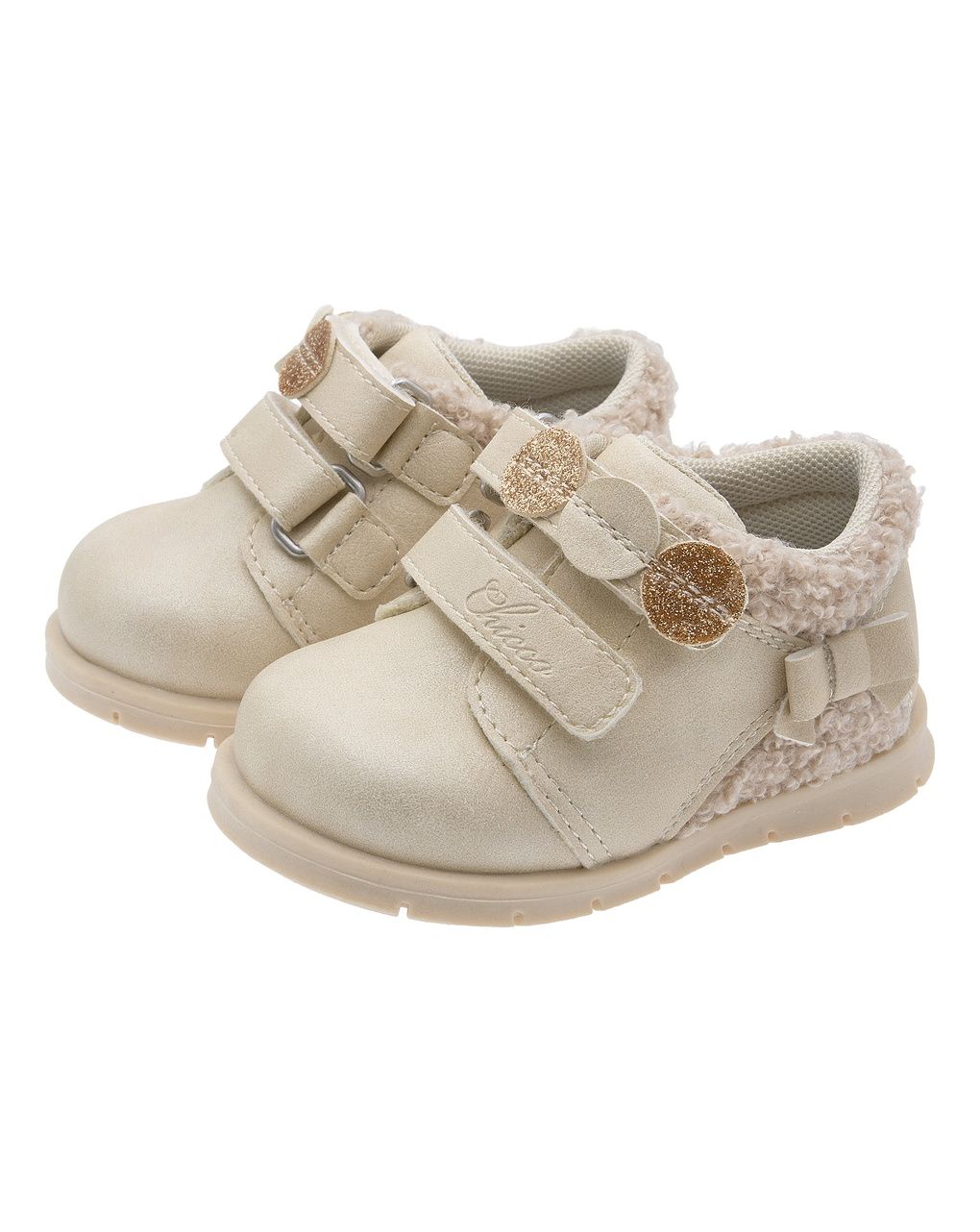 Chicco - scarpa fatima bimba beige doppio velcro con teddy