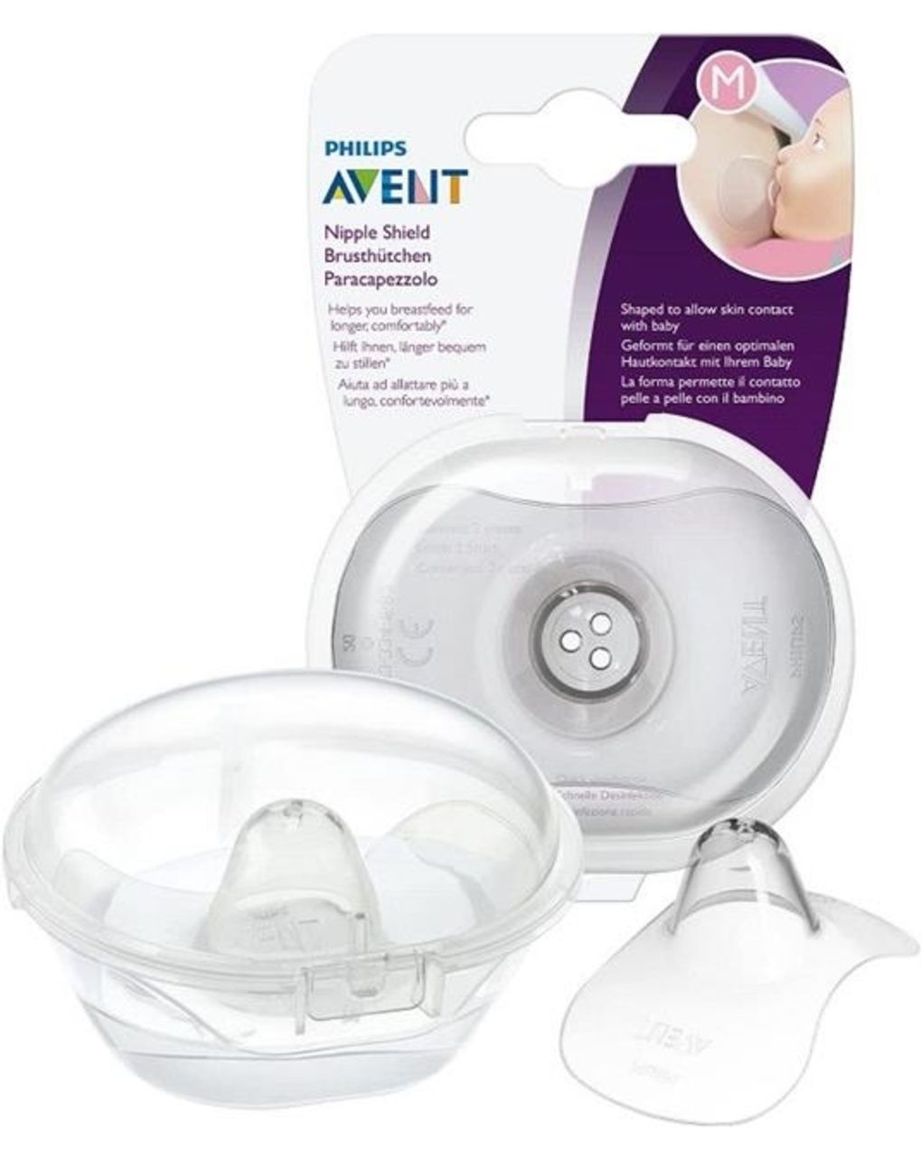 2 paracapezzoli silicone med con custodia - avent