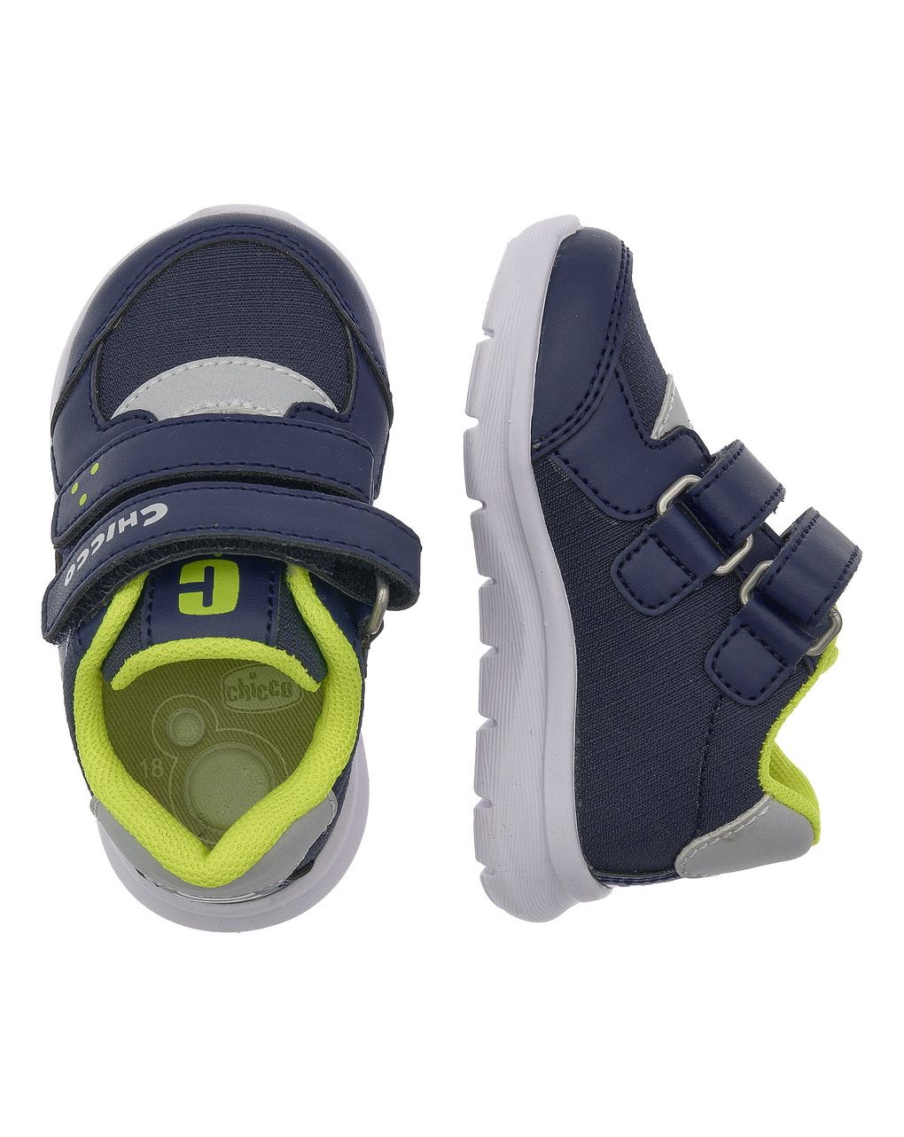 Chicco - scarpa gufo bimbo blu e verde con doppio strappo