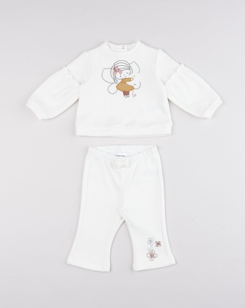Set 2 pezzi top+pantaloni neonata fatina panna