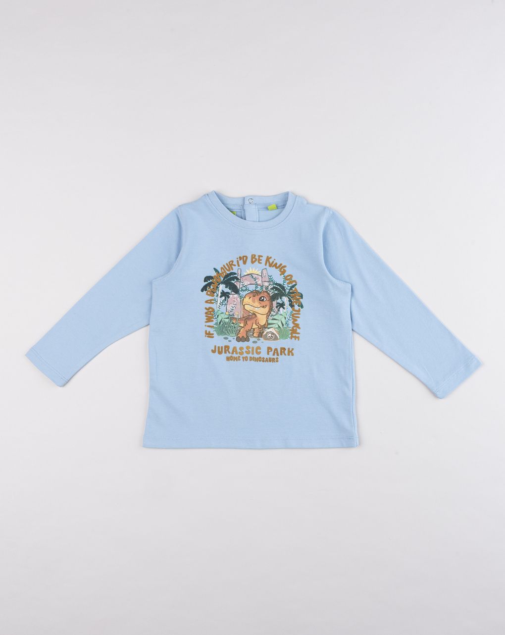 T-shirt bimbo jurassic party a manica lunga azzurro
