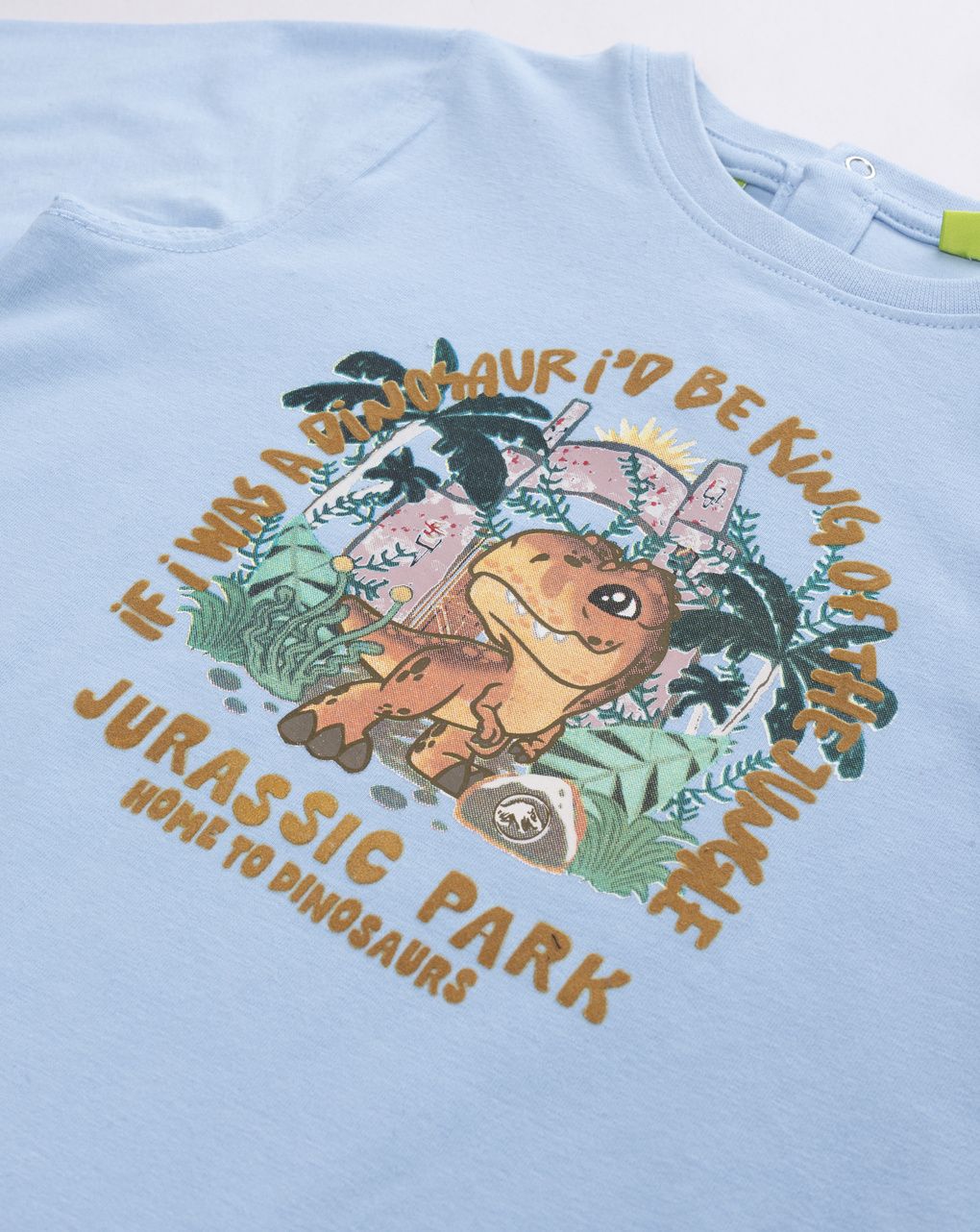T-shirt bimbo jurassic party a manica lunga azzurro