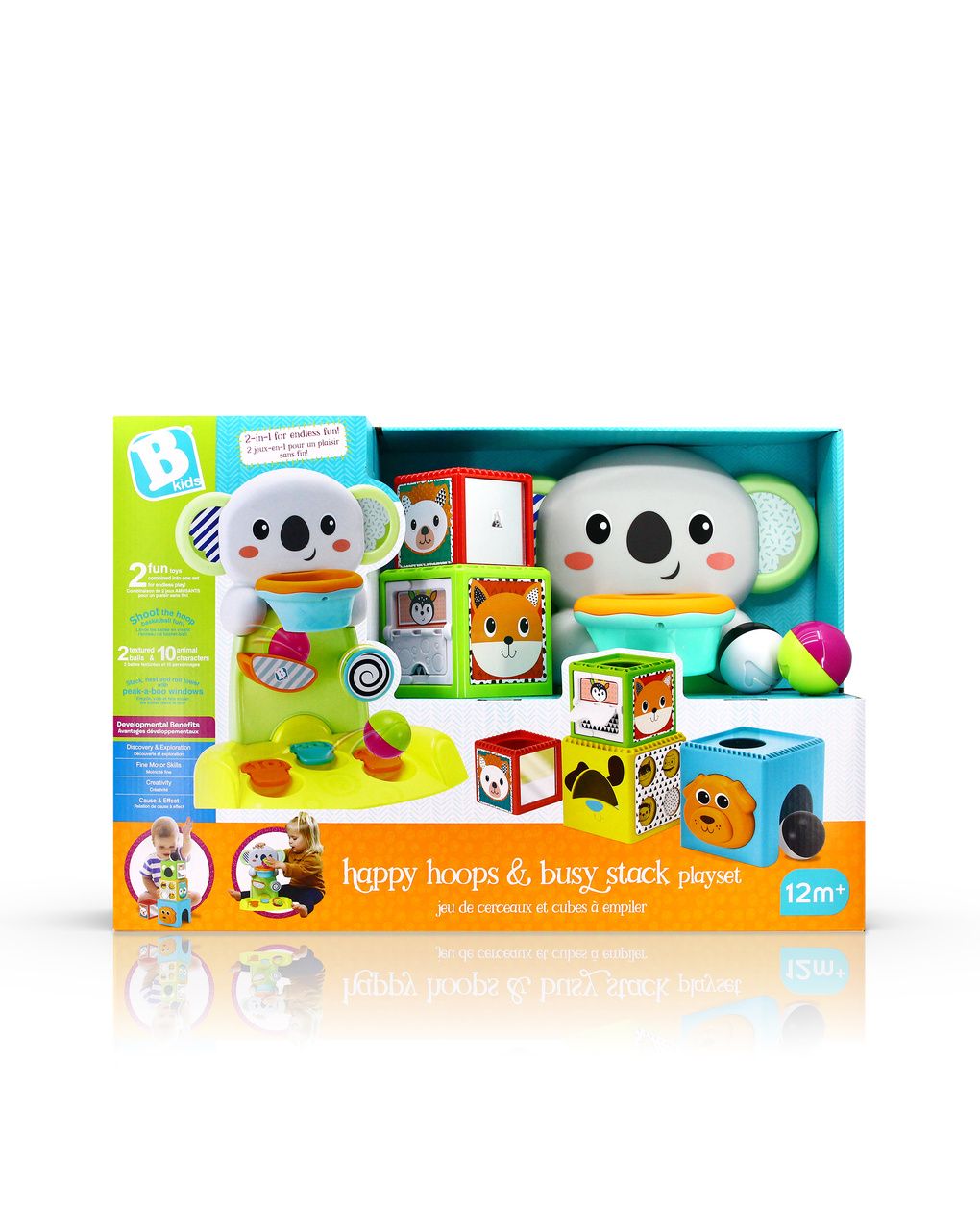 Set 2 in 1 busy stack & nest ball drop - happy hoops - b-kids