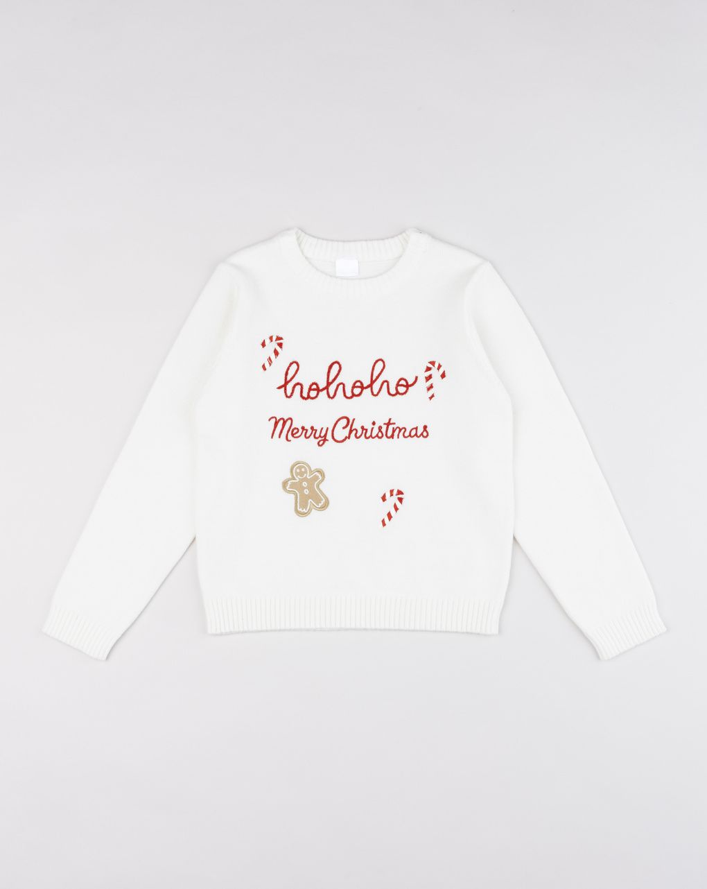 Maglia tricot natale bambina bianca con patch